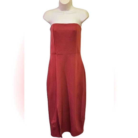 Soprano R. Marsala Strapless Front Split Midi Dress, Large, NWT - Picture 13 of 16